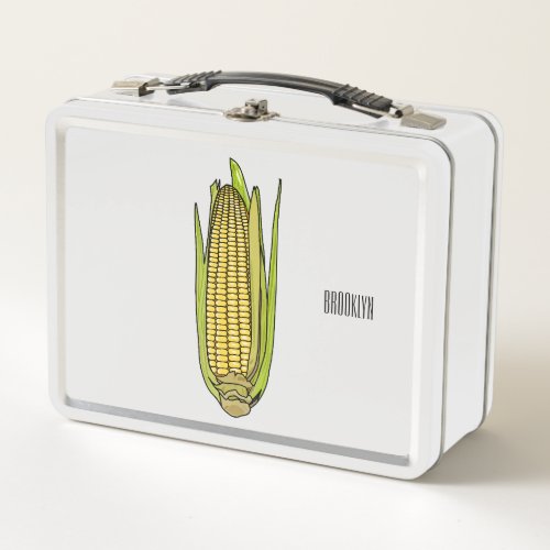 Corn cartoon illustration  metal lunch box