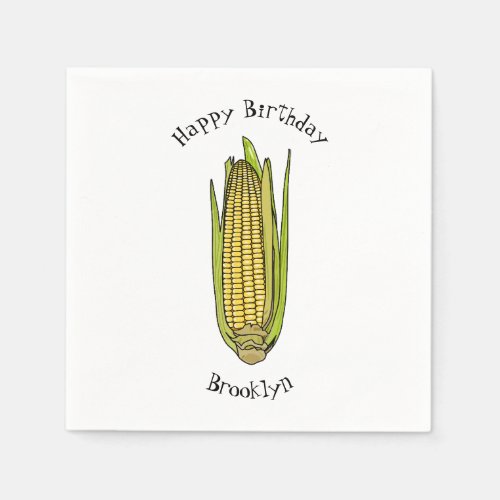 Corn cartoon illustration napkins
