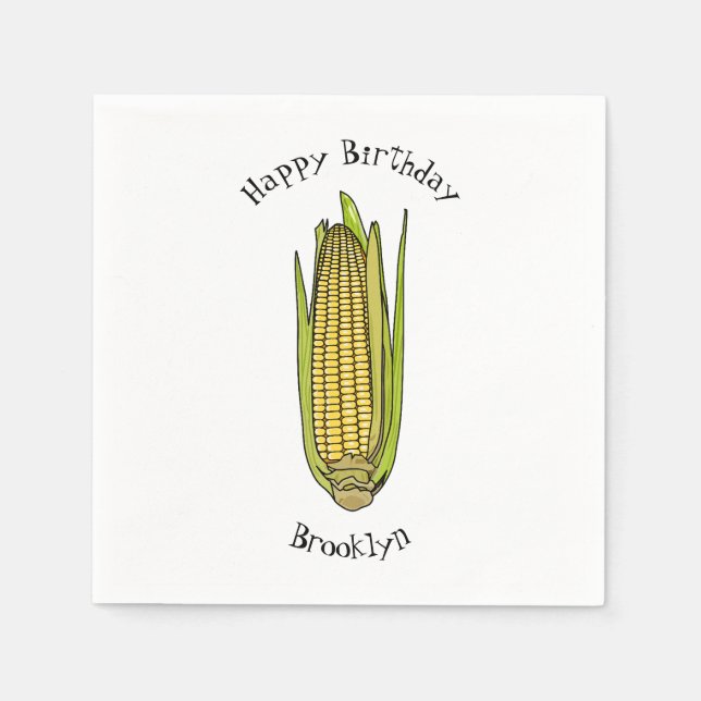Corn cartoon illustration napkins (Front)