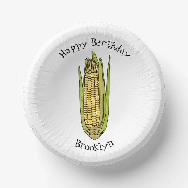 Corn cartoon illustration paper bowls (Front)