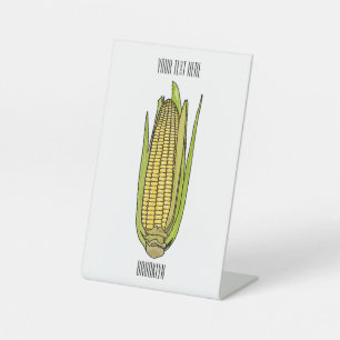 Corn cartoon illustration pedestal sign