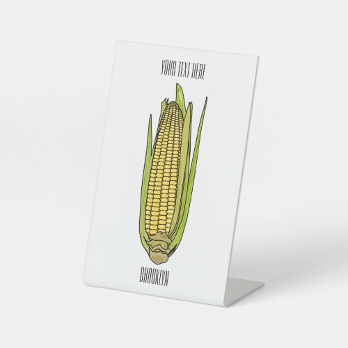 Corn cartoon illustration  pedestal sign