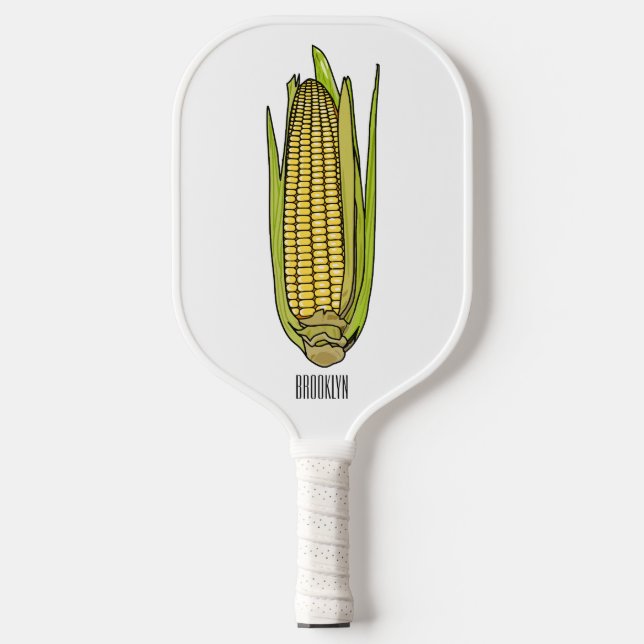 Corn cartoon illustration  pickleball paddle (Front)