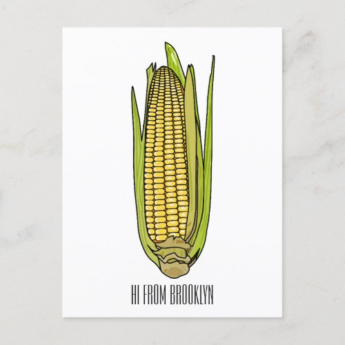 Corn cartoon illustration  postcard
