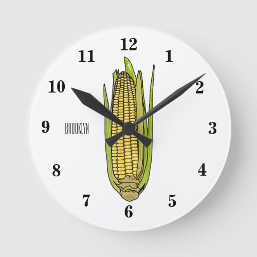 Corn cartoon illustration round clock