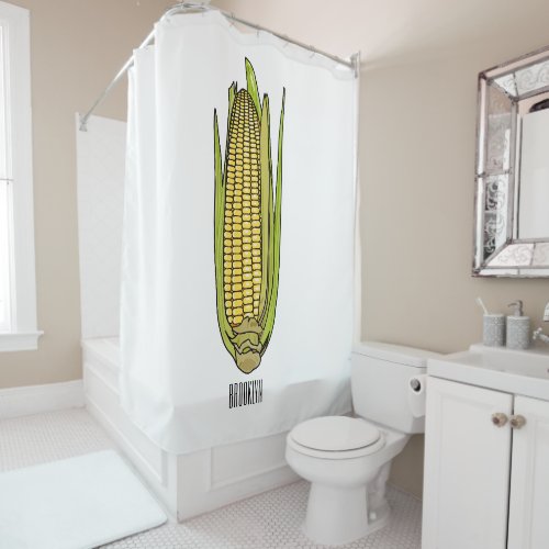 Corn cartoon illustration  shower curtain