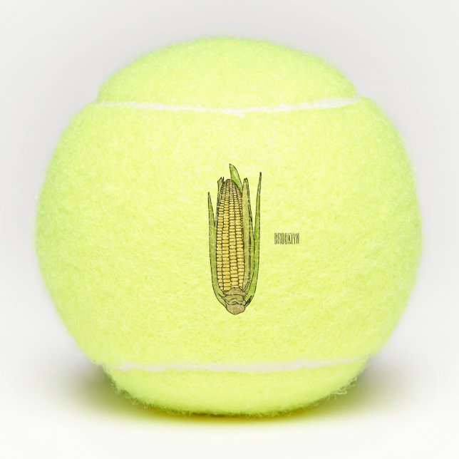 Corn cartoon illustration  tennis balls (Front)