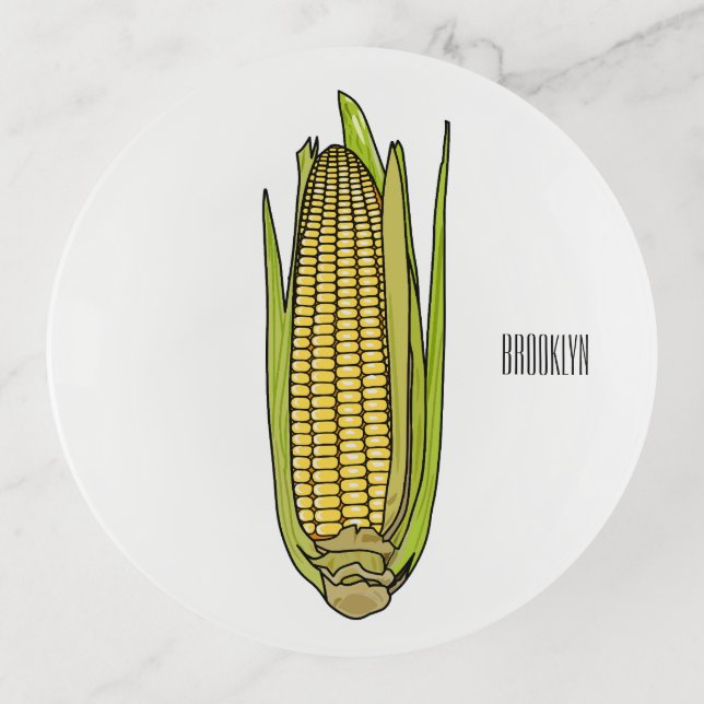 Corn cartoon illustration  trinket tray (Front)