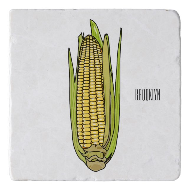 Corn cartoon illustration  trivet (Front)