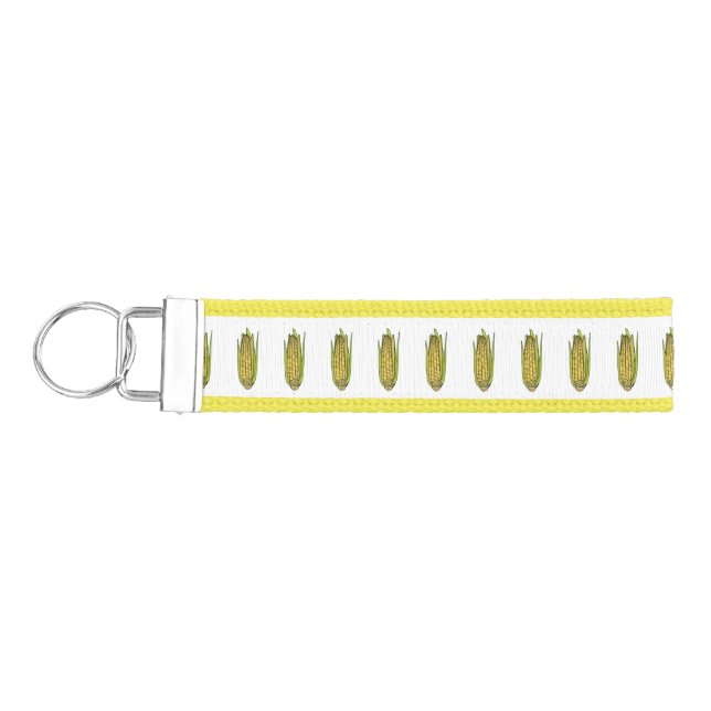 Corn cartoon illustration  wrist keychain (Keys on Left)