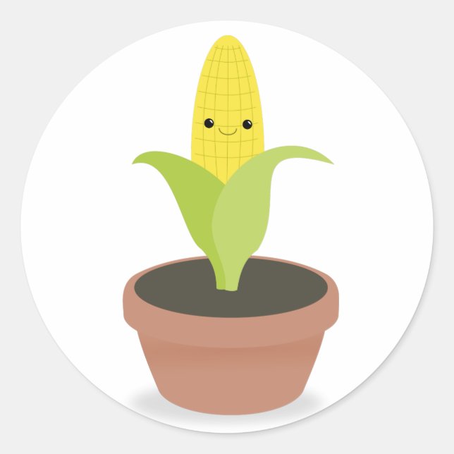 Corn Character Classic Round Sticker (Front)