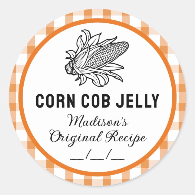 Corn cob jelly sticker with checkered pattern (Front)