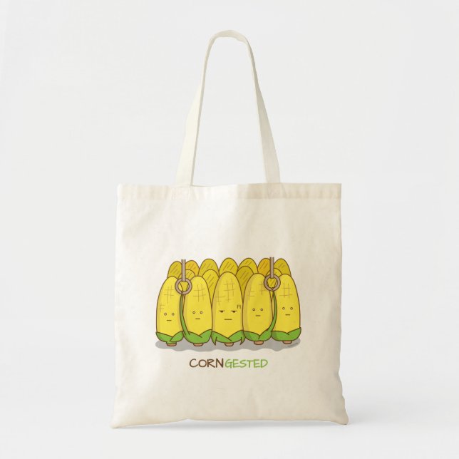 Corn Congested Public Transport Corny Pun Tote Bag (Front)