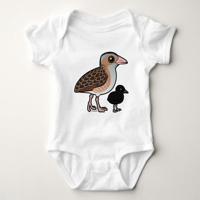 Corn Crake with baby Baby Bodysuit (Front)