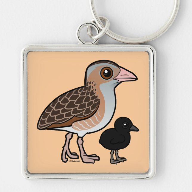 Corn Crake with baby Keychain (Front)