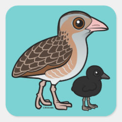 Corn Crake with baby Square Sticker
