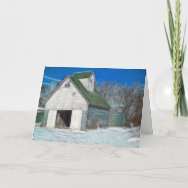 Corn Crib 5 Intense Oil Holiday Card (Front)