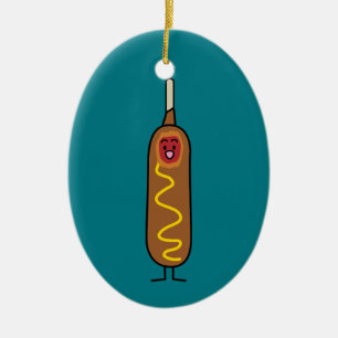 corn dog corndog mustard deep-fried sausage dogs ceramic ornament