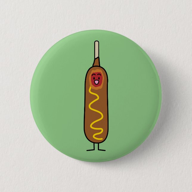 corn dog corndog mustard deep-fried sausage dogs pinback button (Front)