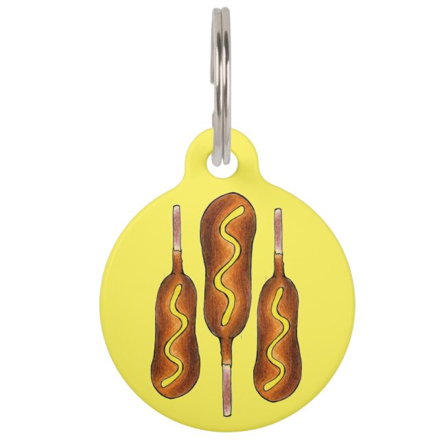 Corn Dog Corndog w/ Mustard State Fair Foodie Pet Name Tag (Front)