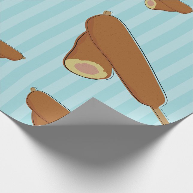 Corn Dog Illustration Wrapping Paper (Corner)