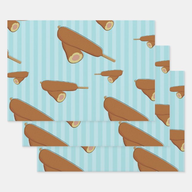 Corn Dog Illustration Wrapping Paper Sheets (Set)