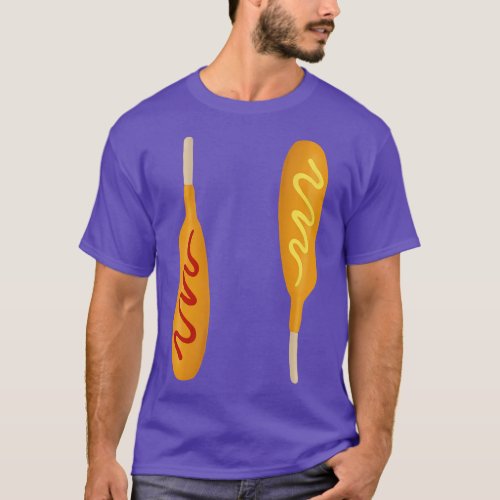 Corn dogs with ketchup and mustard T_Shirt