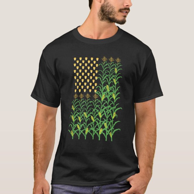 Corn Farmer - American Flag Crop Farmers Farm Farm T-Shirt (Front)