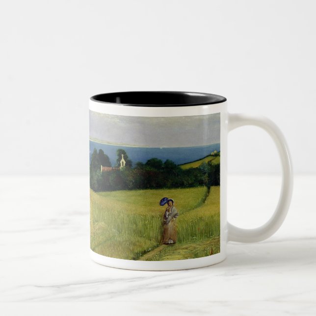 Corn Field in the Isle of Wight Two-Tone Coffee Mug (Right)
