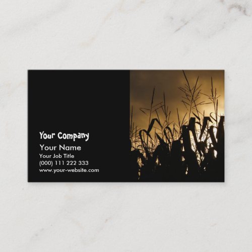 Corn field silhouettes business card templates