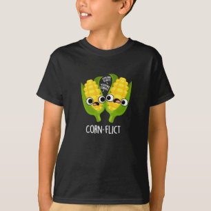 Corn-flict Funny Corn Pun Dark BG T-Shirt