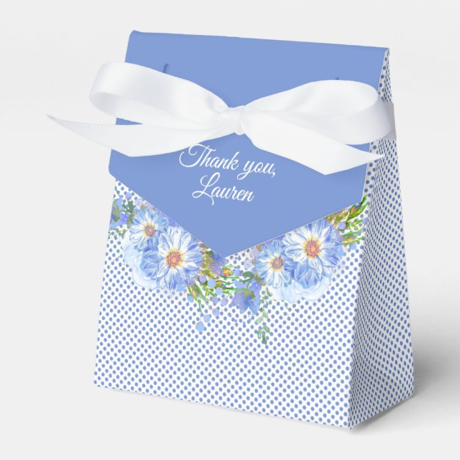 Corn Flowers and Polka Dots Bridal Shower Favor Boxes (Front Side)