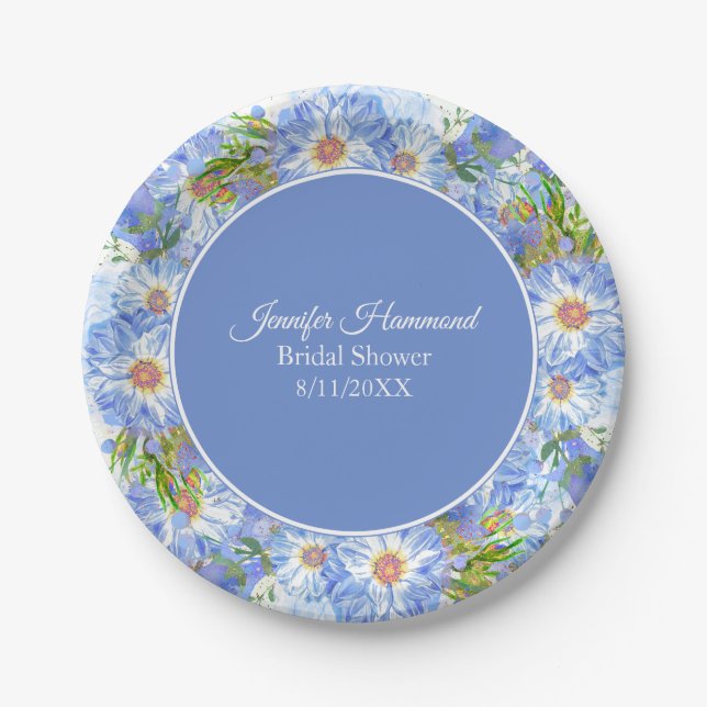 Corn Flowers Bridal Shower Paper Plates (Front)