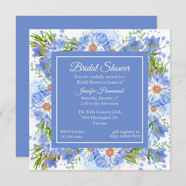 Corn Flowers Square Bridal Shower Invitation (Front/Back)