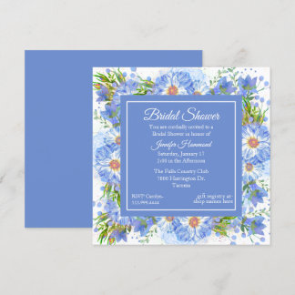 Corn Flowers Square Bridal Shower Invitation