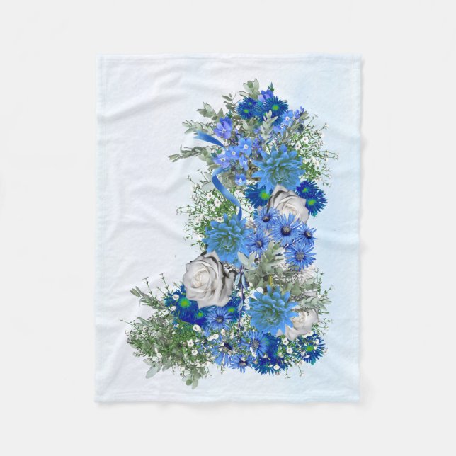 Corn Flowers, White Roses All-Over-Print Tank Top Fleece Blanket (Front)