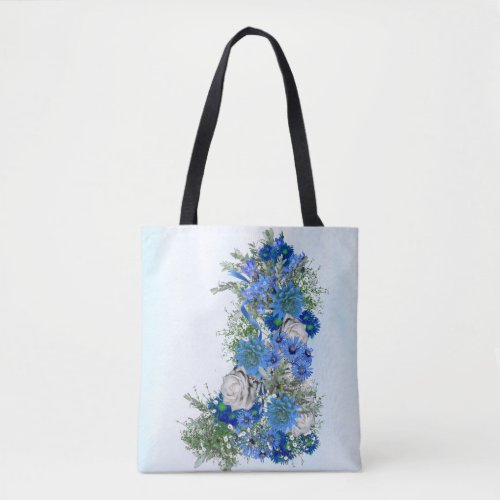 Corn Flowers  White Roses Tote Bag