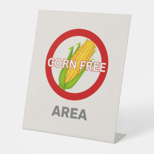 Corn Free Area Customized Food Allergy Alert Pedestal Sign