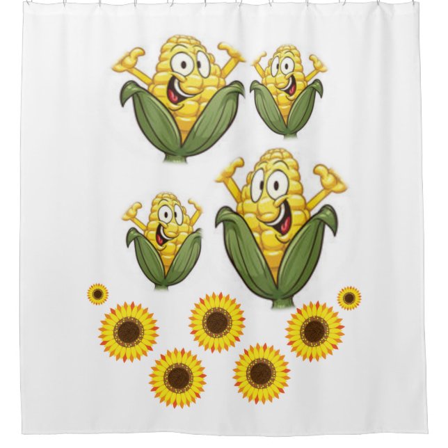 Corn green white children's showercurtain shower curtain (Front)