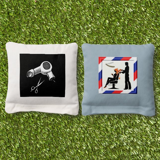 Corn Hole Bags Beauty Salon versus Barbershop (Grass)