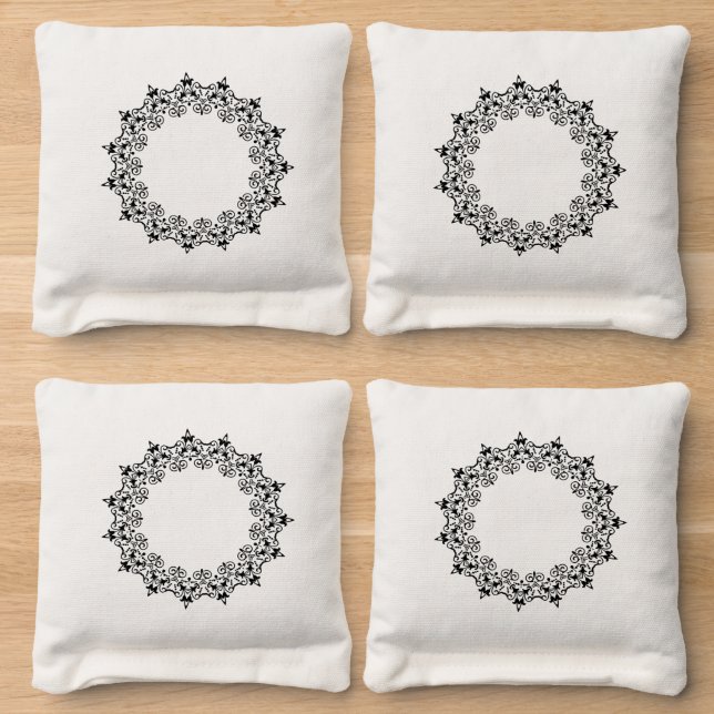 Corn Hole Bags Black & White (Wood)