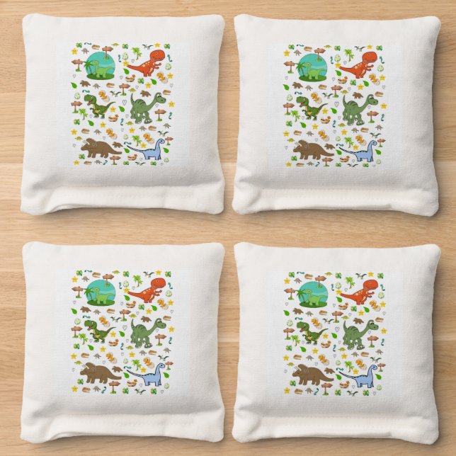 Corn Hole Bags Cute Dinosaur (Wood)