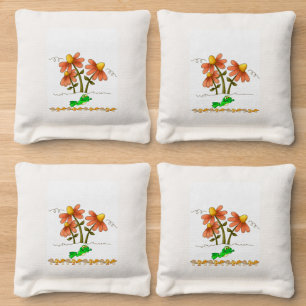 Corn Hole Bags Frog Happy Jumping Mushroom