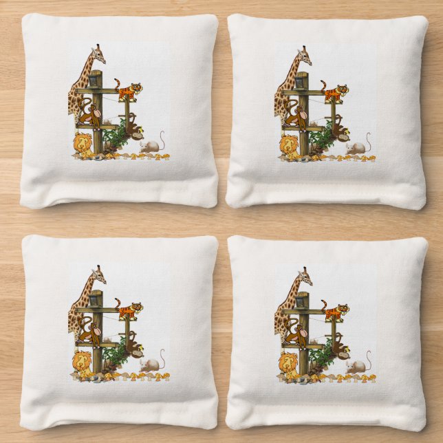 Corn Hole Bags Giraffe Wildlife Lion  (Wood)