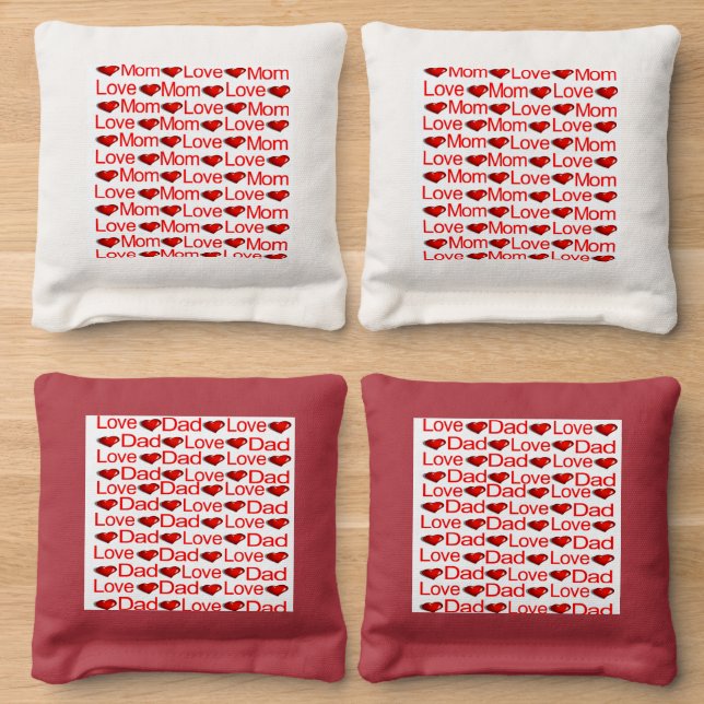 Corn Hole Bags Love Mom & Dad (Wood)