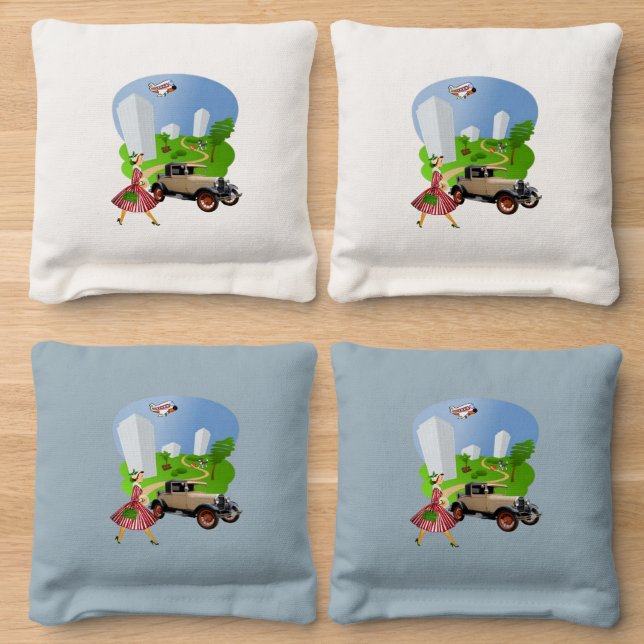 Corn Hole Bags Retro  (Wood)