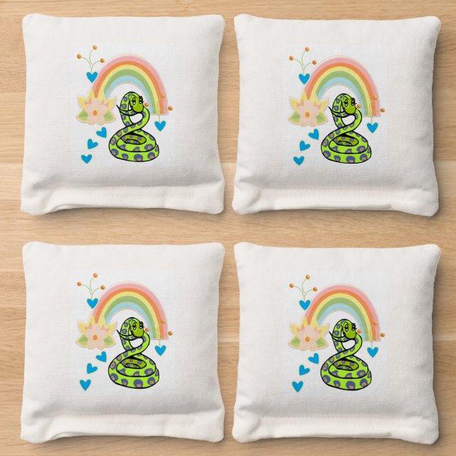 Corn Hole Bags Snake Rainbow (Wood)