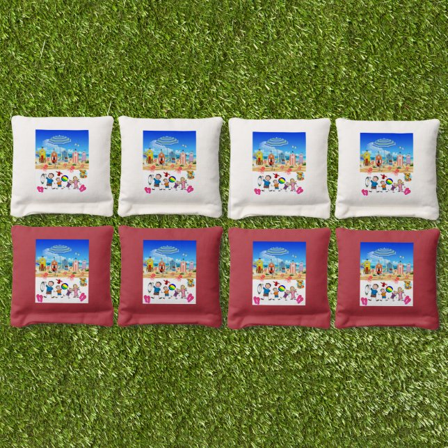 Corn Hole Bags Summer Beach House Fun  (Set)