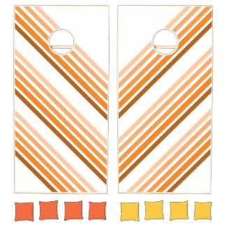 Corn Hole Game - Shades of Orange Diagonal Stripes