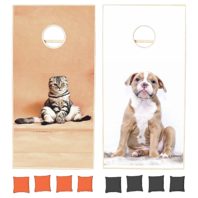 CORN HOLE SET Bored Cat & Dog Game Boards 8 Bags (Set)
